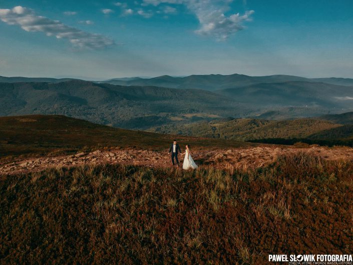 sesja ślubna Bieszczady sesja zdjęciowa z drona